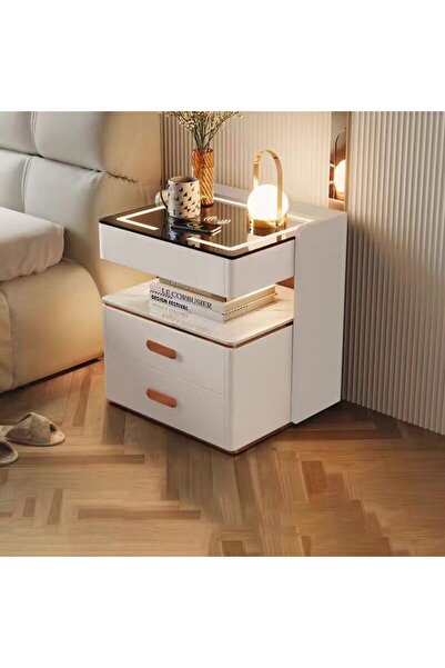 KEKE خزانة سرير ذكية، شحن لاسلكي ومكبر صوت بتقنية البلوتوث