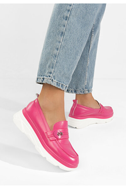 B T Shoes Mocasini dama cu platforma Anhelica fucsia