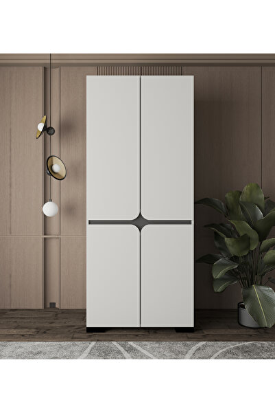 VM VERTEX MOBİLYA FLORANSA YILDIZ GRİ 4 KAPILI ÇİFT ASKILIKLI GARDROP