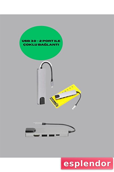 esplendor Type‑C Converter – Professional Use with 2×Usb3.0, Sd/Ms, 4K HDMI &...