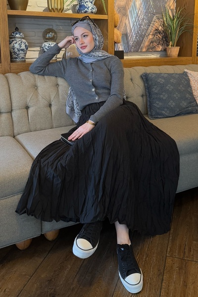 InStyle Ελαστική Φούστα με Λάστιχο στη Μέση, Μαύρη