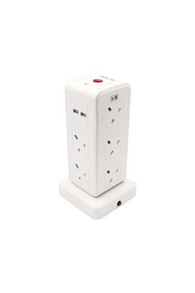 Datazone Power extension socket 2M,10 way, with 4 USB 13 A fused plug, 110-25...