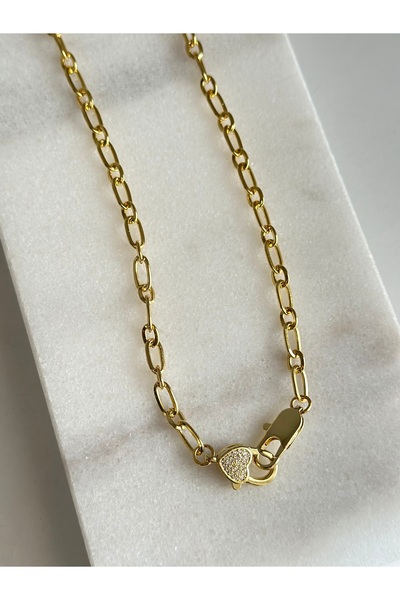 mibrillo Ataç zincirli zirkon taşlı kalp kolye