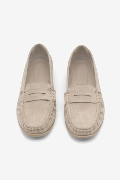 Tonny Black Women's Beige Suede Thermo Non-Slip Sole Loafers Oxford Women's S...