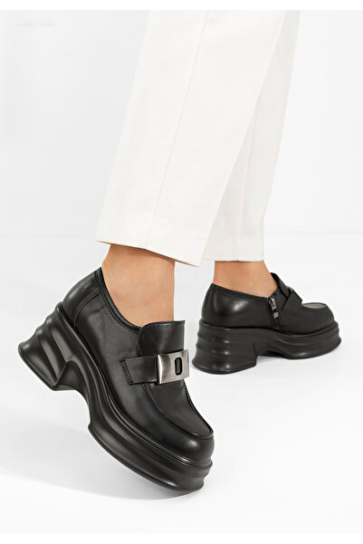 B T Shoes Esmara black platform loafers