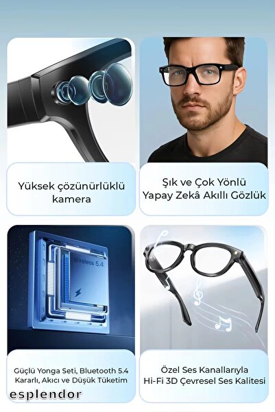 esplendor Pro Max Smart Glasses with Camera Artificial Intelligence, Listenin...