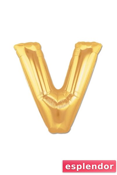 esplendor Gold Yellow Foil Letter V Balloon 1 Meter