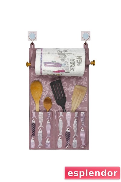 esplendor Multi-Purpose Wooden Handle Kitchen Napkin Hanger and Spoon Holder