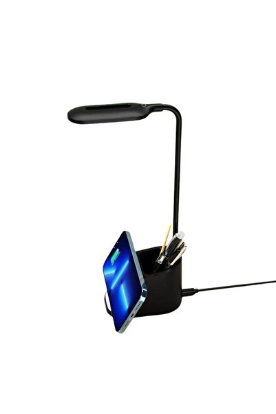 giftology ألمير - مصباح مكتبي 3 في 1 مع شاحن لاسلكي بقوة 15 واط وحامل أقلام