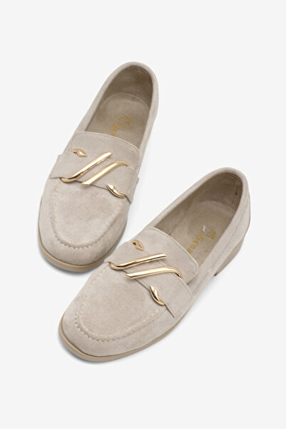 Tonny Black Women's Beige Women's Loafers Leather Buckle Comfortable Sole Det...