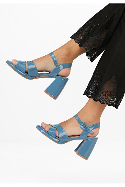 B T Shoes Sandale cu toc gros Lorenda albastre