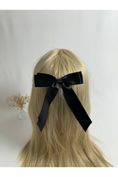 MegssStore مشبك أوتوماتيكي بشريط من الساتان الأسود