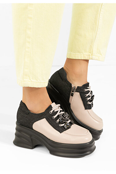 B T Shoes Beige Manilla platform loafers