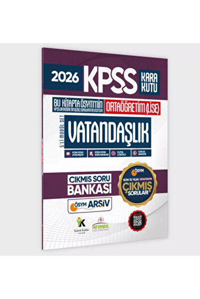 Karakutu Yayınları 2026 FULLOrtaöğretim KPSS Kara Kutu ÖSYM Çıkmış Soru Bankası 5li Modül Set Son 15 Yıl(Sadece Lise)