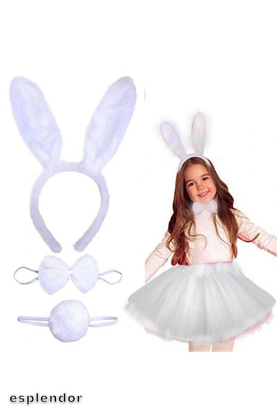 esplendor طقم زي أرنب لون أبيض للأطفال