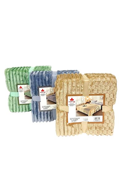 MAPLE LEAF Solid Strip Flannel Blanket