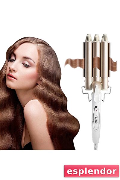 esplendor Professional Ceramic Wag Water Wave Curling Iron - For Natural and ...