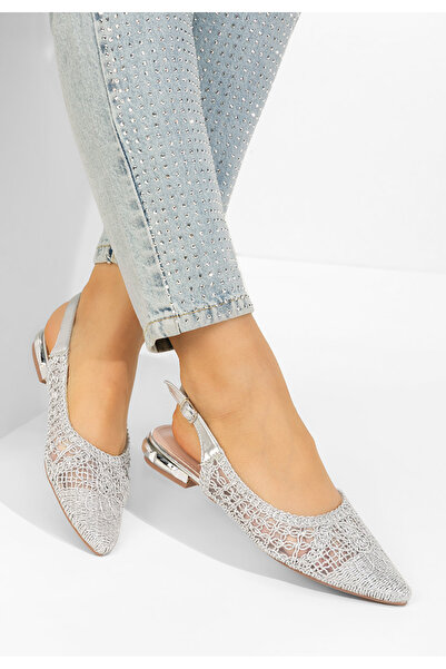 B T Shoes Balerini dama Kapia argintii