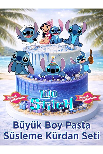 Masal Şekerleme Büyük Boy Stitch Pasta Süsleme Kürdan Seti
