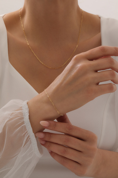 Kado Kuyumculuk 14 Ayar Altın İnce Ataş Zincir Kolye & Bileklik