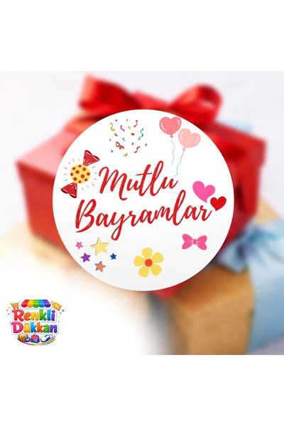 Renkli Dükkan2 50 Pcs 55X55Mm Round Sticker Label Happy Holidays