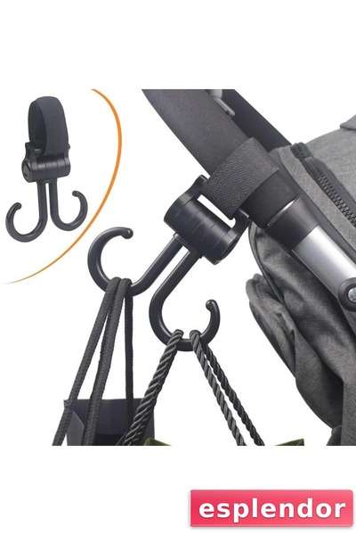 esplendor 2 hooks hanger compatible with baby stroller velcro goods carrier 3...