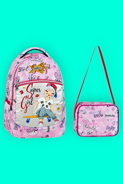 Tezzgelsin Set de 2 ghiozdane pentru fete, cu model Super Girl, pentru nutriț...