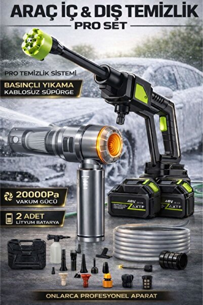 Zineets Akülü Şarjlı Yüksek Basınçlı Araç Dış Ve Araç İçi Süpürge Yıkama Temi...