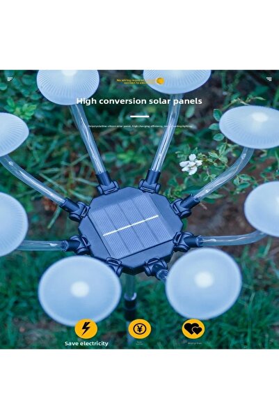 gaman Güneş Enerjili Mantar 8 LED Solar Bahçe Lambası - Su Geçirmez Dış Mekan Peyzaj Aydınlatma