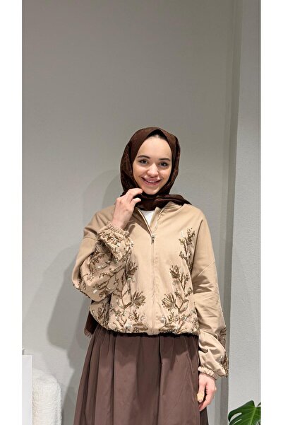 RECEP AYDIN Bomber Jacket with Stones and Embroidery