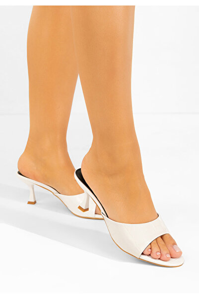 B T Shoes Iuliana white thin heel Slipper