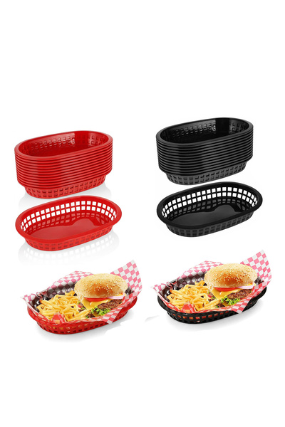 Akyüz Plastik 🍔 10'lu Plastik Hamburger, Patates, Nachos ve Atıştırmalık Ser...