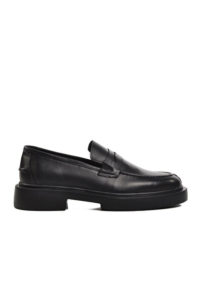 Aspor Black Genuine Leather Men's Loafer Shoes