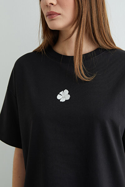 Rokeby Γυναικείο μπλουζάκι με λαιμόκοψη Floral με τύπωμα Βαμβάκι oversized με...