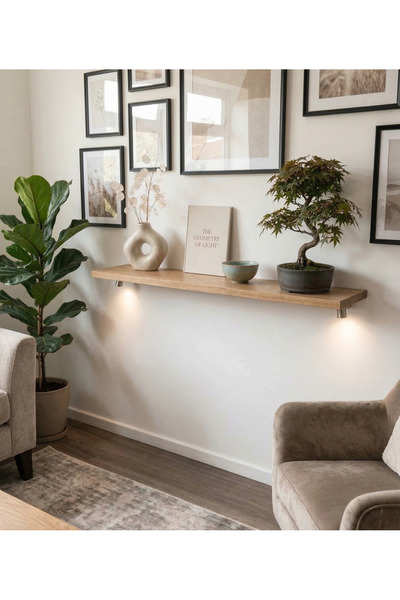 Nowella Home Masif Ahşap Tekli Uçan Duvar Rafı 50x10 cm – Dekoratif Duvar Raf...