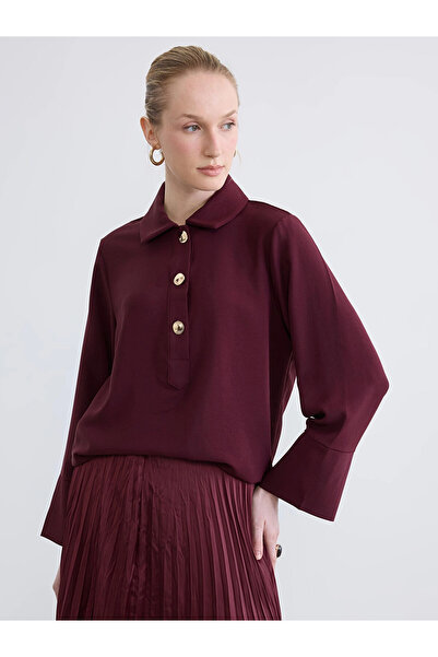 LC Waikiki Lcw Studio Claret Red Oversized Women's Tunic