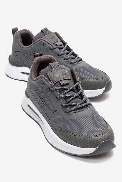 CCWAY AYAKKABI حذاء رياضي نسائي من الجلد مع شريط جانبي باللون الأبيض المدخن