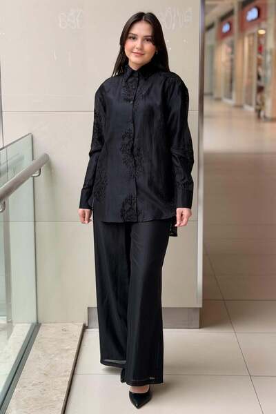 Ghisa Nakış İşlemeli Organze Gömlek Pantolon Takım