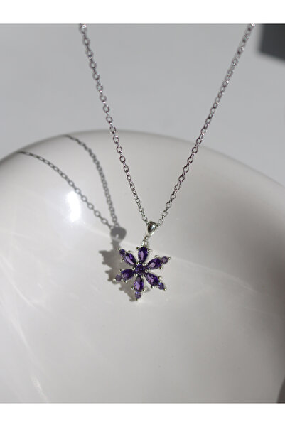 Reorah Collection Purple Jewelled Flower Necklace