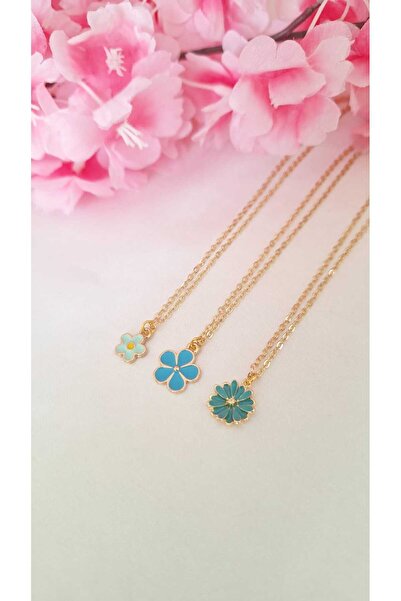 SOUL BY A&B 3-Piece Friendship Necklace Bff Necklace Flower Necklace Blue