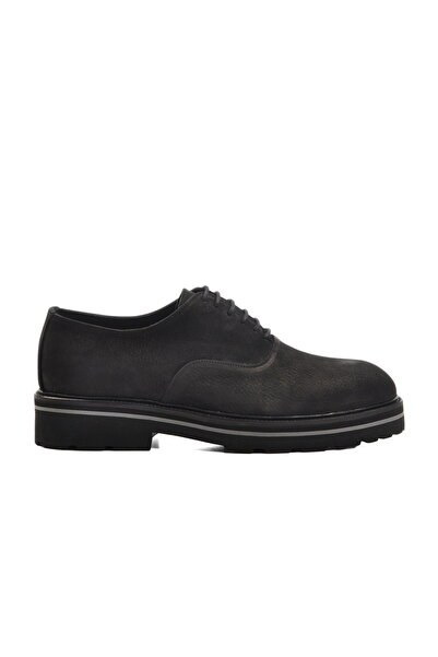 Aspor Black Nubuck Genuine Leather Men's Classic Shoes