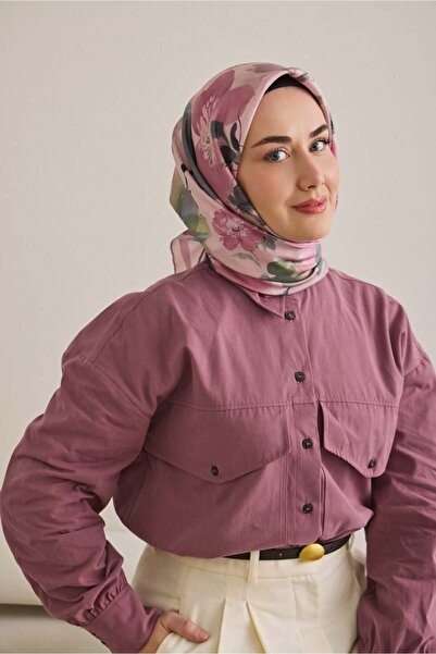 Silk Home Μεταξωτό Φουλάρι Tivil IST 11498-09 με Σχέδιο Λουλουδιών σε Σκόνη