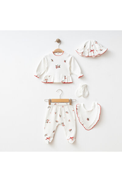 LennaBaby Embroidered 100% Cotton 5-Piece Newborn Baby Girl Hospital Discharg...