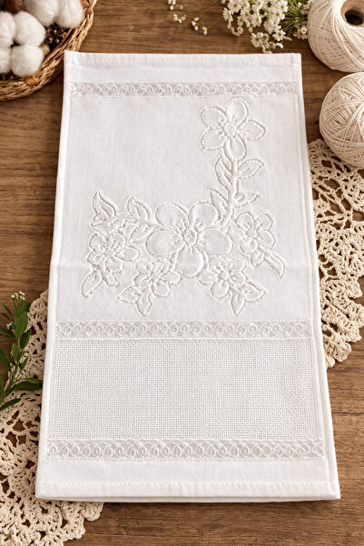 Bella Home Etamin Velvet Kitchen Towel with Gaps |   30X50 cm |   White |   S...