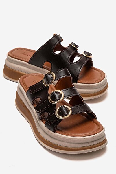 CCWAY AYAKKABI Дамски чехли с 3 капси, КАФЯВО