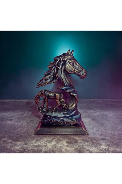 ACAYİPBİUSTA Dekoratif At Figürlü Biblo – Antik Altın Görünümlü Şık Ev ve Ofi...