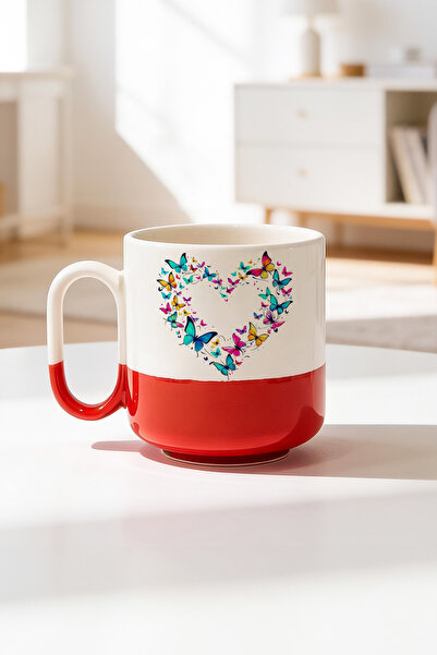 BB TRADE Colorful Butterfly Design Ceramic Printed Pro Mug 330ml