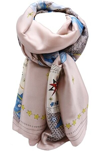 Hilldi Eșarfă supradimensionat pentru femei, poliester, imprimeu cu stele
