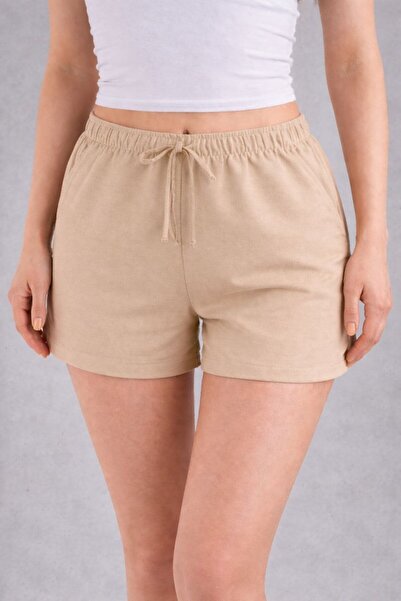 Maison La Femme Women's Elastic Waist Linen Shorts