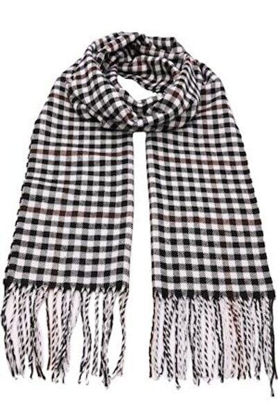 Joolar Eșarfă pentru bărbați, cu carouri mic în carouri, sezon rece, cu franj...